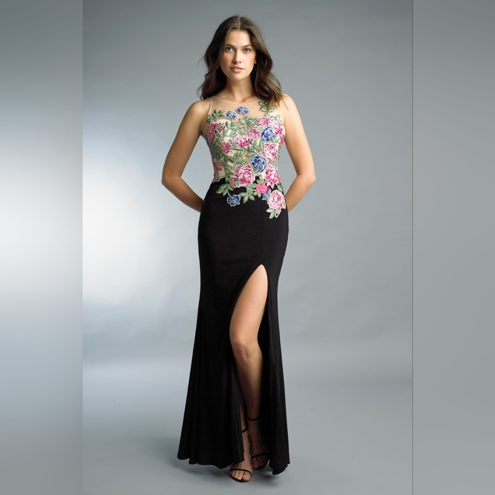 NWT Size 8 Basix Black Label Floral Embroidered Gown - Picture 3 of 8